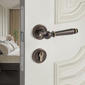 Poignée de porte simple <span class=keywords><strong>et</strong></span> moderne en laiton massif, silencieuse <span class=keywords><strong>et</strong></span> fluide, pour chambre, appartement, hôtel, bureau, système de porte intérieure en bois - Product Image 3