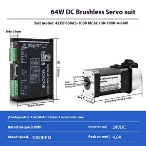 24V DC <span class=keywords><strong>Motor</strong></span> Set với 32W/64W không chổi than <span class=keywords><strong>servo</strong></span> driver 3000 rpm tốc độ kích thước nhỏ cho các ứng dụng khác nhau - Product Image 3