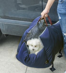 Asiento elevador de coche para perros, cama para mascotas de viaje y exterior, asiento de coche, almohada extraíble y cinturón de seguridad, sofá cama lavable para mascotas - Product Image 5