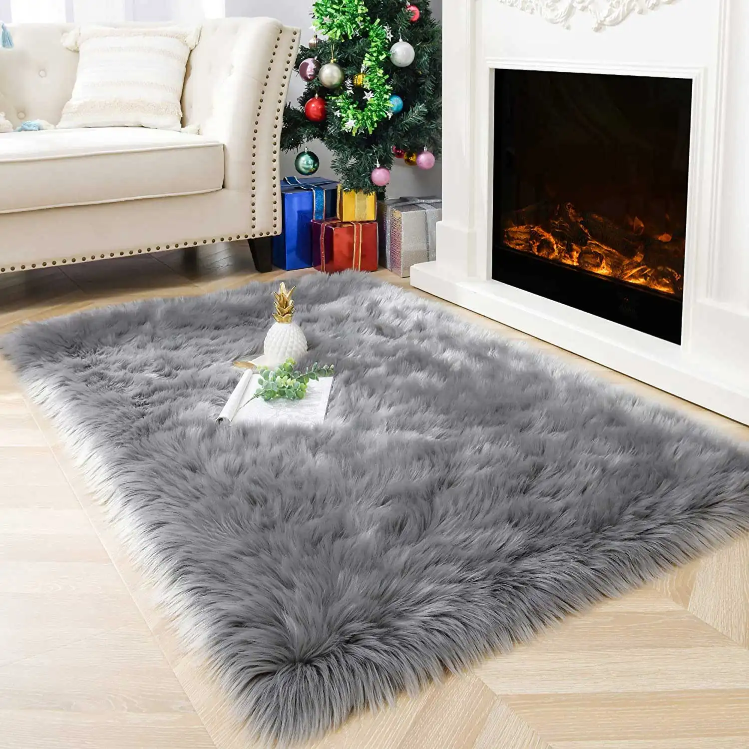 Hochwertige Innen matte weiche zottelige Pelz Boden Teppich Pelz Teppiche Wohnzimmer weiß flauschige Kunst pelz Teppich Teppiche