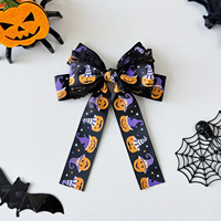 Barrettes à cheveux d'Halloween pour filles, avec motifs citrouille, fantôme, chauve-souris et longues nœuds, accessoires pour fêtes cosplay d'Halloween pour enfants