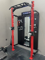 Rack de Squat Mural Pliable Intégré, Gain de Place, avec Système de Poulies Fixes et Crossover par Câble
