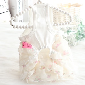 Vestido de Lujo al por Mayor para Perros Pequeños, Color <span class=keywords><strong>Rosa</strong></span> y Blanco, Vestido de Gasa con Estampado Floral para Perros y Gatos - Product Image 6