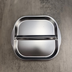 <span class=keywords><strong>Assiette</strong></span> carrée <span class=keywords><strong>pour</strong></span> enfants en acier inoxydable poli, trois compartiments, motif de dessin animé, écologique, moderne - Product Image 3