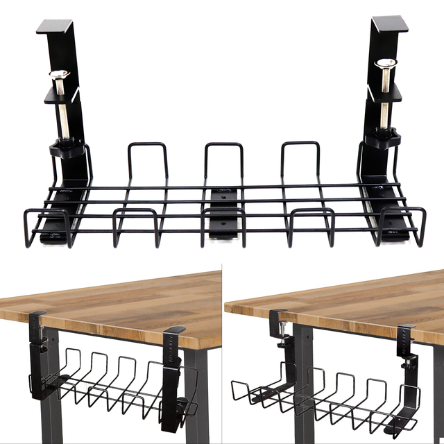 Storage Holders Metal Home Office Power Strip Cord Tray Organize Under Desk Cable Management Wire Rack Storage Holders