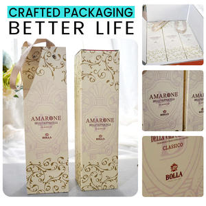 Caja de Regalo Plegable de Cartón Corrugado con Logotipo Personalizado de Lujo, con Papel Dorado, para <span class=keywords><strong>Vino</strong></span> <span class=keywords><strong>Amarone</strong></span>, Caja de Exhibición para Bebidas de Alta Gama - Product Image 2