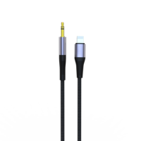 Adaptateur auxiliaire pour voiture avec câble en nylon tressé de 3,5 mm AUX vers port L pour utilisation avec haut-parleur