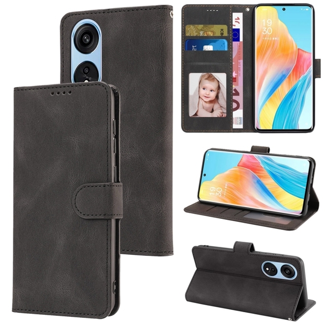 For OPPO A1 Pro 5G / Reno 8T 5G Fantasy Skin-feel Texture Leather Phone Case(Black)