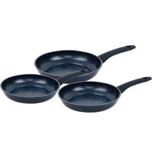 Juego de 3 sartenes antiadherentes rojas con mango, revestimiento de mármol, utensilios de cocina - Product Image 2