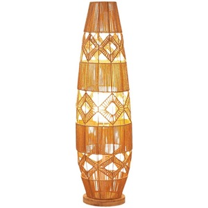 Lampe de sol en rotin, style bois naturel, source de lumière LED, couleur changeante, inspirée du zen, décoration de salon - Product Image 5