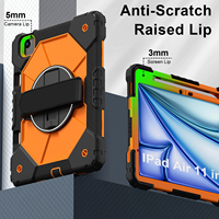 WESOROL Casing Tangguh untuk iPad Air 11 M3 2025 M2 2024 360 Stand Tali Pegangan Tali Bahu Tempat Pena Hitam Oranye