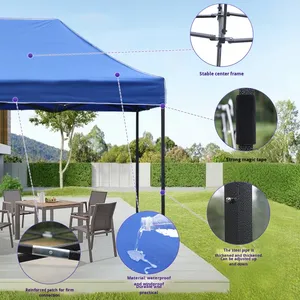 Tenda Pop-Up Simples 3x3m com Estrutura de Ferro Impermeável Personalizável para Eventos, Exposições Comerciais e Publicidade - Product Image 4