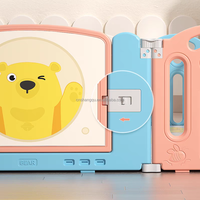 Parc de jeu pliable en HDPE pour bébé, pliable à plat pour rangement, clôture de sécurité intérieure pour tout-petits avec mur de jeu à motifs de dessins animés