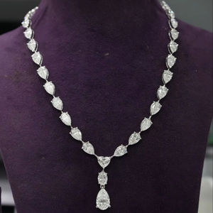 สร้อยคอประดับเพชรและลูกแพร์สำหรับงานแต่งงานและงานครบรอบ - Product Image 6