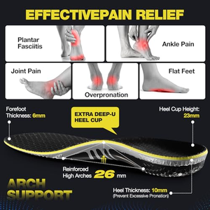 <b>Sneaker</b> Insoles <b>Orthopedic</b> Arch Support EVA TPR Gel Shock Absorbing Comfort Sports Running Flat Feet Men <b>Women</b> 2 Pieces - Product Image 2