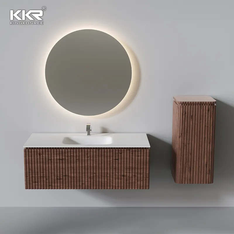 Modern KKR Brand Solid Surface Cabinet Sink White Rectangular Bathroom Vanity Counter Top Basin