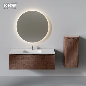 Lavabo da appoggio rettangolare bianco per lavabo da bagno con superficie solida di marca moderna KKR