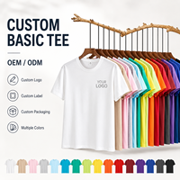 Kaos Polos Katun 100% Custom Logo Grosir 260GSM 300GSM 500GSM Berat Tebal Unisex Basic Tee OEM ODM Label Pribadi