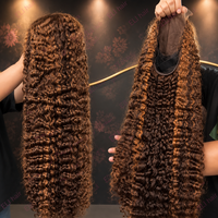 Perruque Highlight Pixie Bouclée Birmane en Cheveux Naturels Bruts HD, Perruque Lace Front Pré-Pluckée en Cheveux Humains, Couleur Piano Mixte, 100% Cheveux Humains Vierges