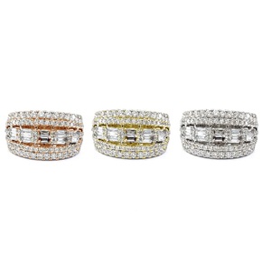 Livraison rapide bijoux habile haute qualité 18k solide or blanc véritable diamant Baguette grande grappe mariage classique fiançailles - Product Image 4