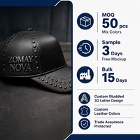 Op maat gemaakte vintage baseballcap van geperforeerd leer met studs, 6 panelen, verstelbaar, designer snapback, groothandel, lage minimale bestelhoeveelheid