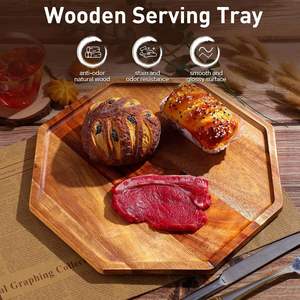 Bandeja Rectangular de Madera de Acacia Sólida Estilo Japonés, de Alta Calidad, Ecológica, Apta para Lavavajillas, para Servir Cena, Postres, Pan y Pasteles - Product Image 4