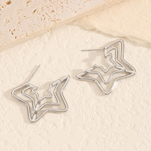 Aretes de Aro de Acero Inoxidable Simples al por Mayor, Nueva Moda, Combinan con Todo, con Estrella de Ángulo Defectuoso Exagerada, Joyería de Acero Inoxidable - Product Image 3