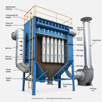 Collecteur de poussière industriel à jet pulsé en acier au carbone haute performance à nettoyage automatique, directement de l'usine