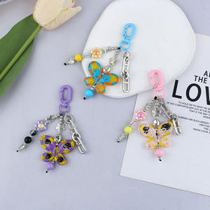 Pendentif de sac de téléphone papillon mignon en alliage de petite fleur avec perle galvanisée en résine créative - Product Image 2