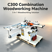 Machine combinée 5 en 1 tout-en-un C300 pour le travail du bois : scie à table coulissante, dégauchisseuse, toupie, perceuse pour le travail du bois massif