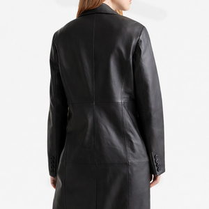 Abrigo Largo de Cuero Genuino para Mujer, Estilo Trench, Nuevo, Ropa de Exterior, Abrigos de Cuero para Mujer, Superventas - Product Image 5