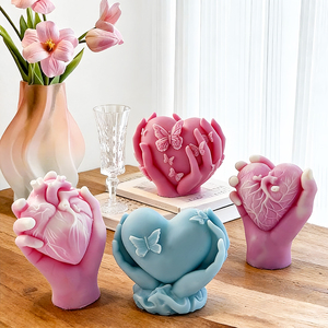 Moule à bougie tenant l'amour dans la main, moule en silicone pour la fabrication de bougies en résine pour la Saint-Valentin, pour la fabrication de bougies aromatiques DIY - Product Image 1