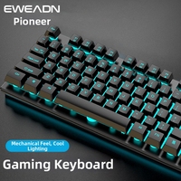 New Wired USB Mechanical Keyboard Laser ABS Keycaps Durable Colorfast RGB Background Metallic Grey Ice Blue 104Keys