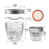 Custom Mini 4 oz 8 oz Canning Mason Caviar Jelly Jam Jars Glass