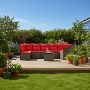 Bxel Breye - Juego de sofás de patio de ratán sintético marrón de 8 piezas con cojines, muebles de exterior - Product Image 2