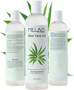 MELAO 12 oz 100% Organic Aloe Vera Gel Great For Face Hair Sunburn Acne Razor Bumps Psoriasis Eczema