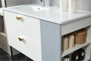 Mobile da bagno con lavabo e mobiletto laterale sospeso Set di mobili da bagno impermeabili - Product Image 2