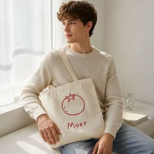 Bolsa de Mano de Lona de Algodón Biodegradable con Logotipo Personalizado, Bolsa de Hombro de Lona 100% Algodón para Compras - Product Image 3