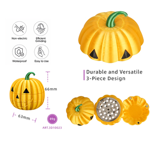 Pumpkin Shape <b>Herb</b> <b>Grinder</b> Metal Manual Twist Shaker Plastic Grind Tool Custom Logo Gift Accessory - Product Image 3