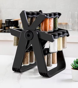Organizzatore da cucina rotante di 360 gradi con 18 barattoli di vetro per <span class=keywords><strong>erbe</strong></span> e spezie Set di condimenti Organizer - Product Image 5