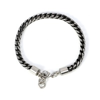 Bracelet rétro personnalisé en argent chaîne Figaro hip hop en acier inoxydable bijoux en gros bracelet pour hommes noirs