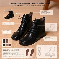 Bottines classiques à talon carré et épais pour femme, style britannique, à lacets, avec fermeture éclair latérale, nouvelle collection automne/hiver 2026