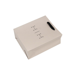 Túi giấy tùy chỉnh quà tặng, tay, bao bì tùy chỉnh, logo đen đơn giản, sang trọng lớn, mua sắm với tay cầm bằng bông phẳng - Product Image 4