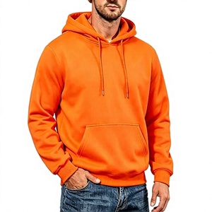 Sudadera con Capucha Naranja para Hombre, con Bolsillo Canguro, Estilo Casual, Ecológica, Impermeable, de Poliéster/Algodón, Corte Holgado, para Invierno - Product Image 1