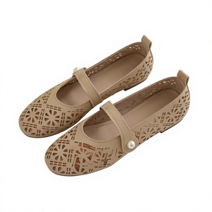 Niedrig Geschnittene, Ausgehöhlte, Atmungsaktive PU-Mikrofaser-Futter Zehenkappe mit Gummi-Vollsohle Damen Mary Jane Flats mit Klettverschluss - Product Image 3