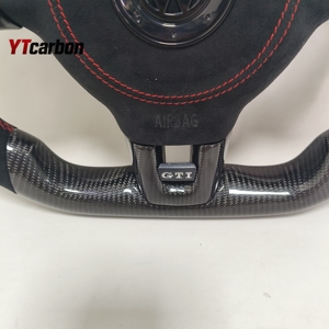 YTcarbon para <span class=keywords><strong>Golf</strong></span> MK6 GTI <span class=keywords><strong>GTD</strong></span> R-line R Racing Style <span class=keywords><strong>Volante</strong></span> LED de fibra de carbono real personalizado - Product Image 5