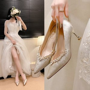 Meilleures ventes : Chaussures à talons hauts pour femmes, à strass, tendance mode pour l'été, mariage/bal/fête, vente en gros usine, livraison rapide - Product Image 2
