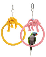 Vente en gros petit animal perroquet oiseau bobine tressé balançoire double corde hamac avec support