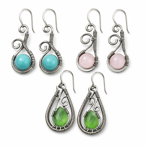 Pendientes Colgantes Vintage con Piedras Verdes y Rosas, Diseño Creativo Retro para Mujer - Product Image 1