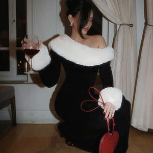 เดรสขนเฟอร์แบบไม่มีสายคล้องไหล่ <span class=keywords><strong>ส</strong></span>ไตล์ยุโรปและอเมริกา <span class=keywords><strong>ส</strong></span>ำหรับฤ<span class=keywords><strong>ด</strong></span>ูหนาว ลดราคาพิเศษ ชุ<span class=keywords><strong>ด</strong></span>ลำลอง<span class=keywords><strong>ส</strong></span>ำหรับผู้หญิง ชุ<span class=keywords><strong>ด</strong></span>ราตรีขนฟูยาว - Product Image 3